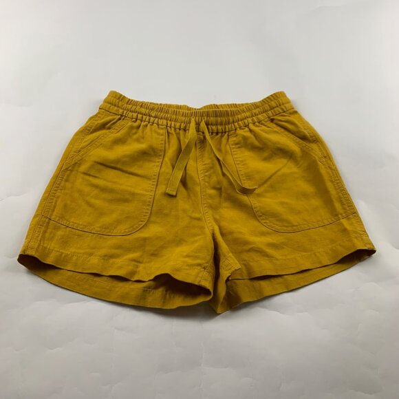 J. Crew Point Sur Warm Golden Yellow Linen Blend Pull On Shorts XS - Picture 1 of 4